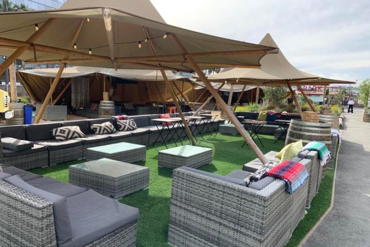 a boat sitting on top of a building