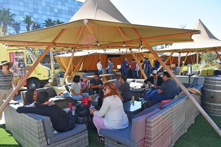 a group of people sitting at a table