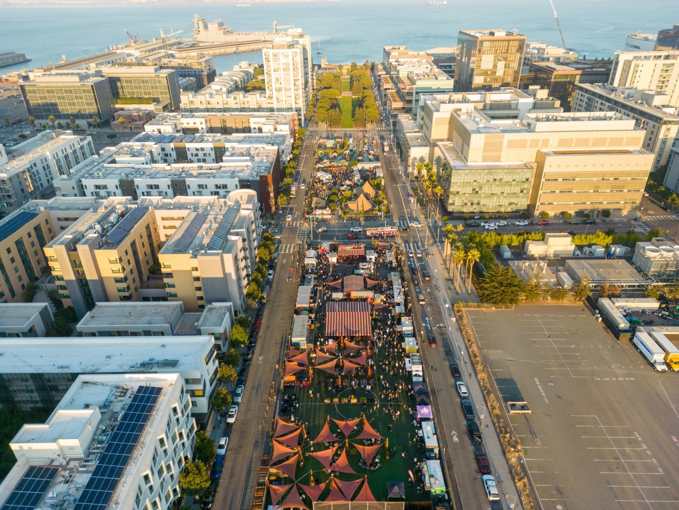 an aerial view of a city
