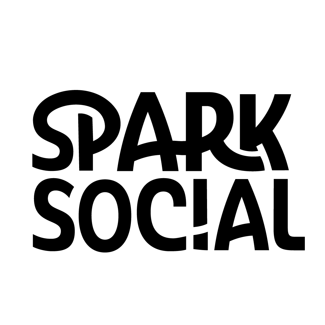 Bold black text reads 'SPARK SOCIAL' on a white background.